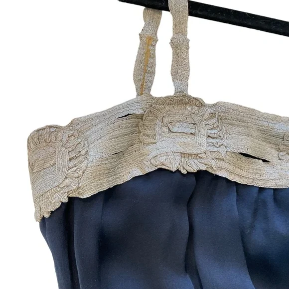 Graham & Spencer Anthropologie 100% Silk Navy Slip Dress Women L Midi Sleeveless - Picture 9 of 15